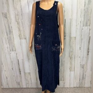 Christopher & Banks Navy Sleeveless Embroidered‎ Jumper Dress